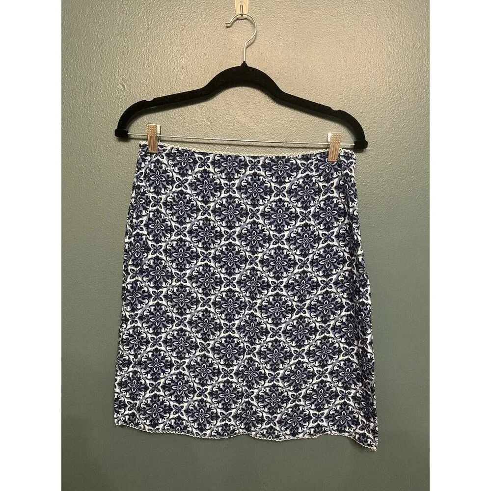 Vintage 90s Y2K Aeropostale Women's‎ knee length Size 8 printed blue Skirt